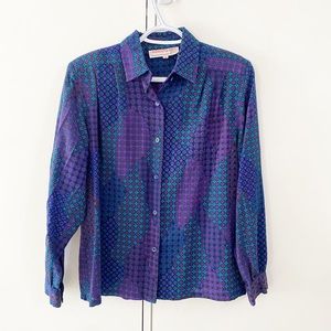 Vintage 80s Sackura San Japan dot with micro flower blouse